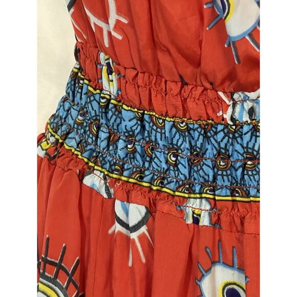 Royal Paisley Maxi Dress Women’s Size Large Red Bohemian Flow Fitted Casual Work - Picture 7 of 15